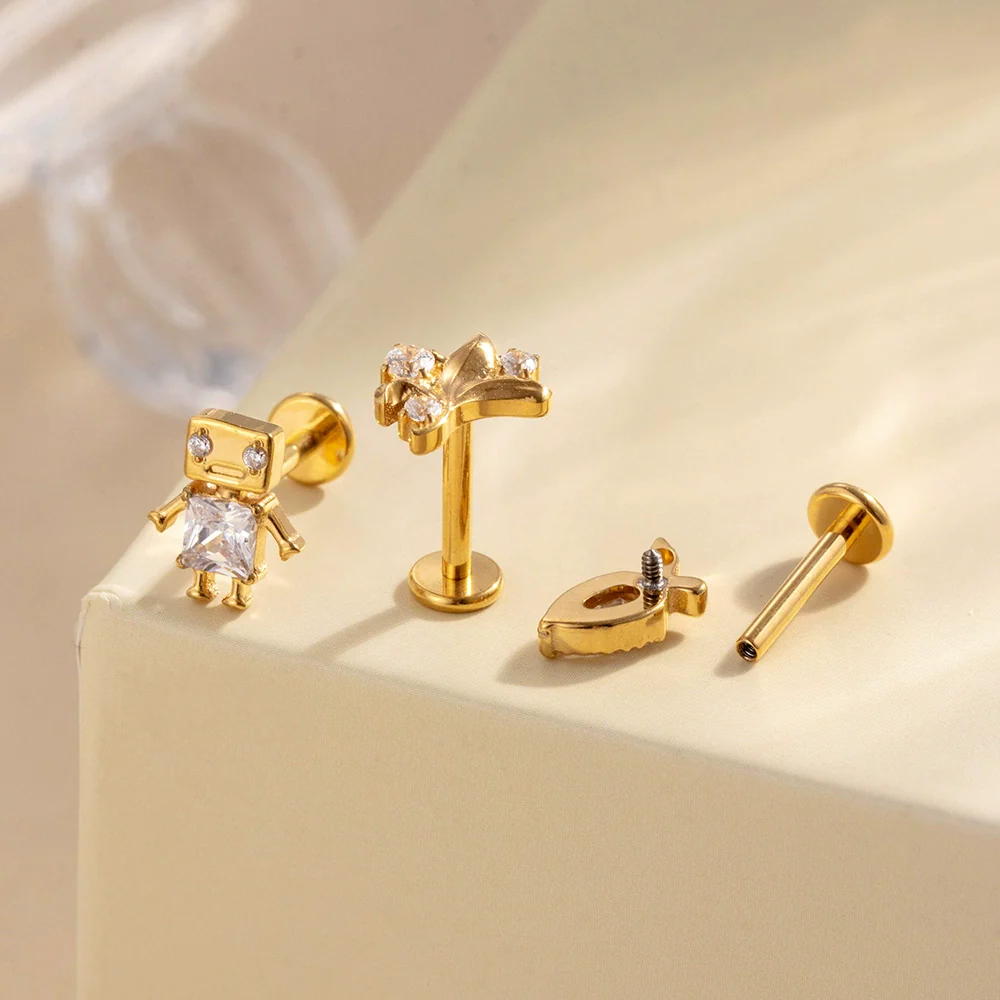Wholesale Titanium Alloy Geometric Style Electroplated Puncture Jewelry For Women - Image 3