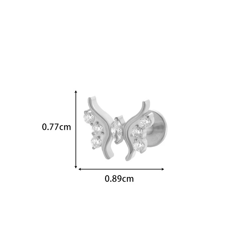 Wholesale Titanium Alloy Heart Shape Butterfly Inner Teeth Screw Lip Nail Lever Ear Bone Nail Fashion Cartilage Puncture Earrings For Women With Electroplating Treatment - Image 15
