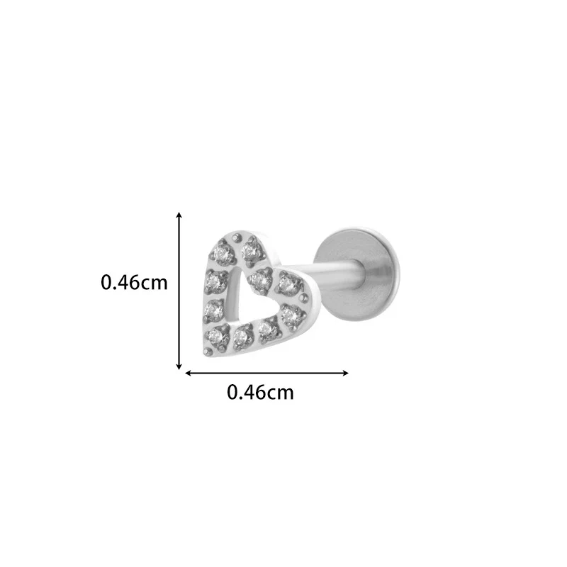 Wholesale Titanium Alloy Heart Shape Butterfly Inner Teeth Screw Lip Nail Lever Ear Bone Nail Fashion Cartilage Puncture Earrings For Women With Electroplating Treatment - Image 17