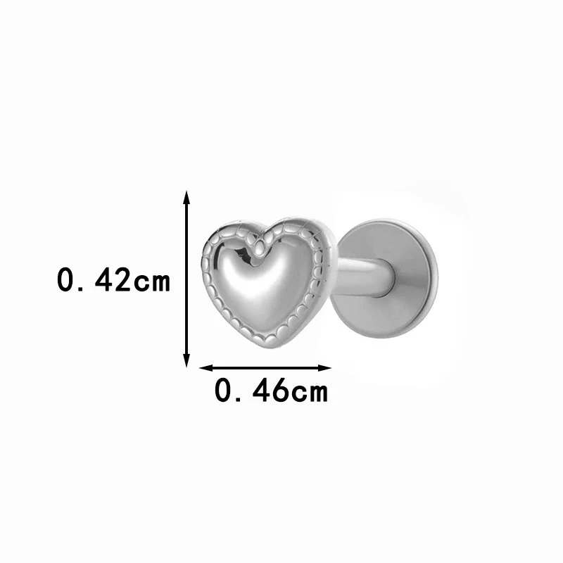 Wholesale Titanium Alloy Heart Shape Piercing Jewelry For Women Electroplated Inner Tooth Screw Rod Lip Nail Ear Bone Nail - Image 14
