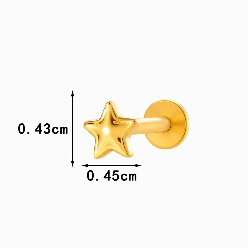 Wholesale Titanium Alloy Heart Shape Piercing Jewelry For Women Electroplated Inner Tooth Screw Rod Lip Nail Ear Bone Nail - Image 6