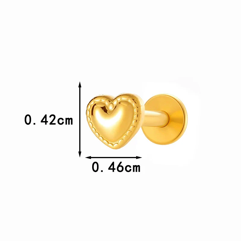 Wholesale Titanium Alloy Heart Shape Piercing Jewelry For Women Electroplated Inner Tooth Screw Rod Lip Nail Ear Bone Nail - Image 7