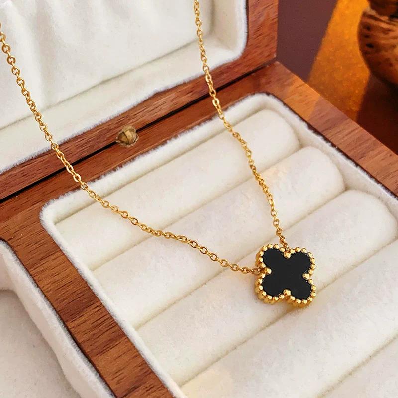Wholesale Titanium Steel Alloy Colorful Acrylic Flower Geometric Clavicle Chain Necklace With Electroplating Highend Style For Women - Image 6