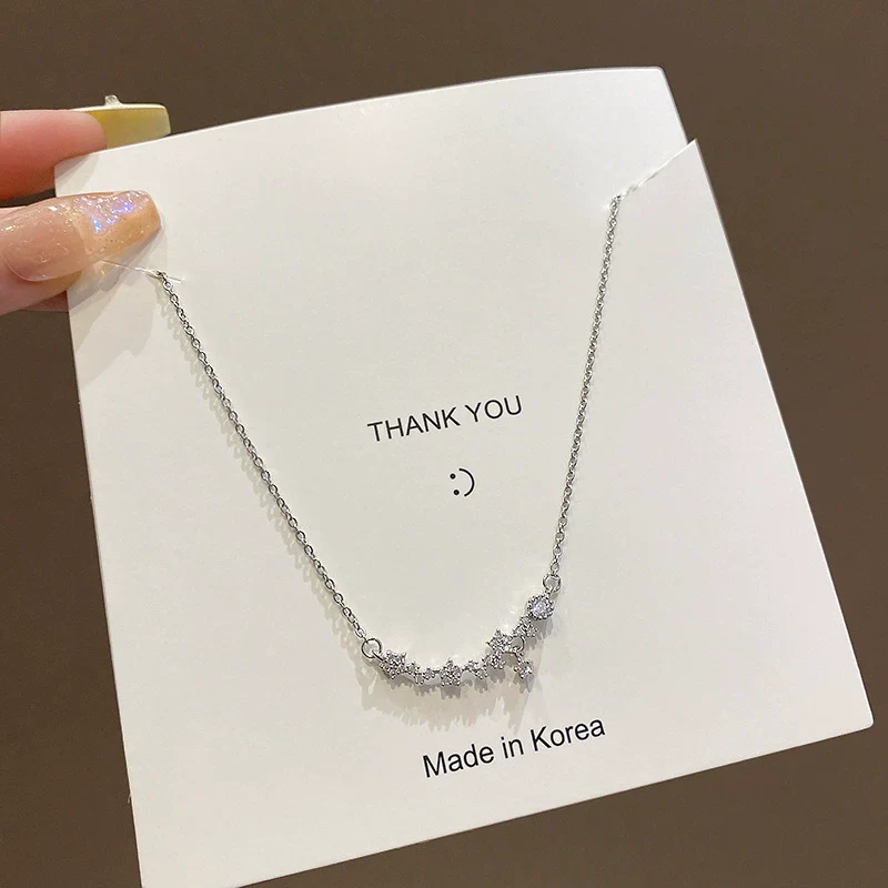 Wholesale Titanium Steel And Alloy Small Flower Pendant Necklace With Diamond Design For Women - Image 2
