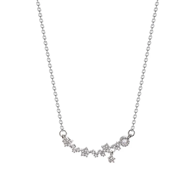 Wholesale Titanium Steel And Alloy Small Flower Pendant Necklace With Diamond Design For Women - Image 5