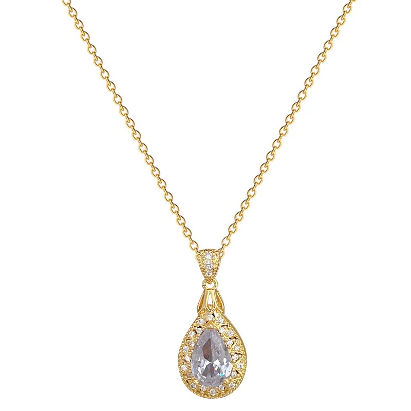 Wholesale Titanium Steel And Copper Geometric Style Full Diamond Women's Necklace - Image 5