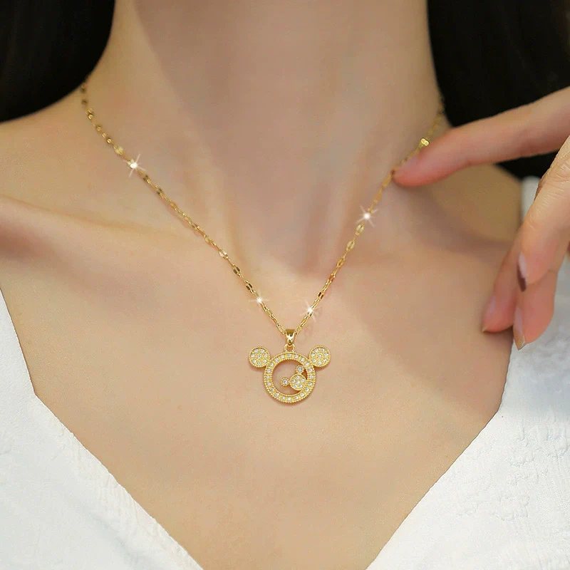 Wholesale Titanium Steel And Copper Light Luxury Geometric Mouse Pendant Necklace With Electroplating For Unisex - Image 2