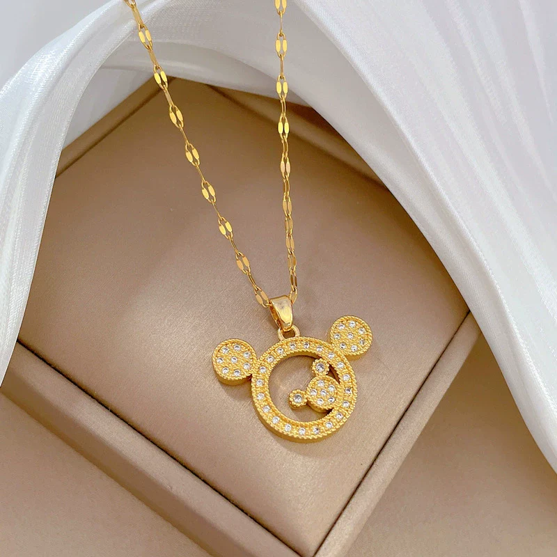 Wholesale Titanium Steel And Copper Light Luxury Geometric Mouse Pendant Necklace With Electroplating For Unisex - Image 3