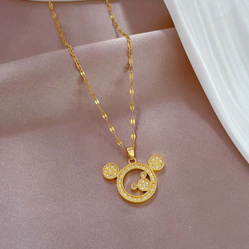Wholesale Titanium Steel And Copper Light Luxury Geometric Mouse Pendant Necklace With Electroplating For Unisex - Image 4
