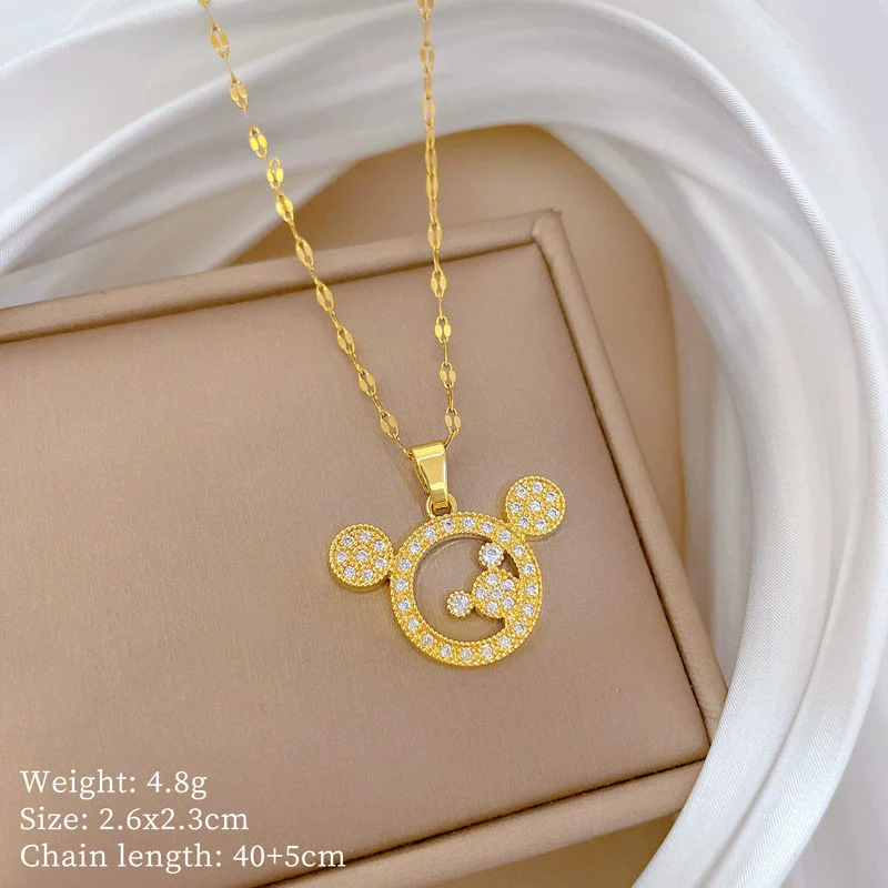 Wholesale Titanium Steel And Copper Light Luxury Geometric Mouse Pendant Necklace With Electroplating For Unisex - Image 6