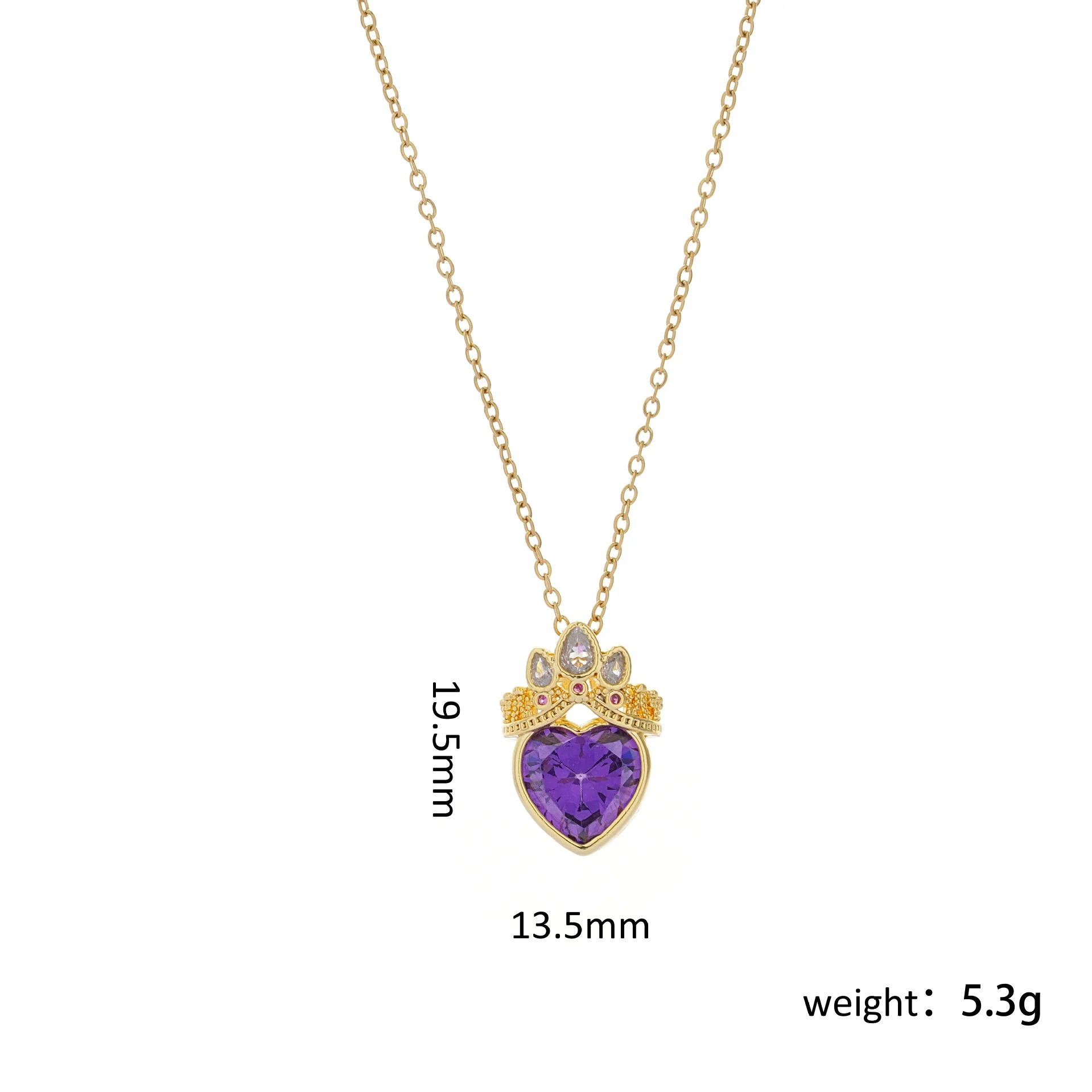 Wholesale Titanium Steel And Copper Ochain Clavicle Necklace With Mixed Gem Inlay Crown And Heart Pattern For Women Light Luxury Style Electroplating Process - Image 6