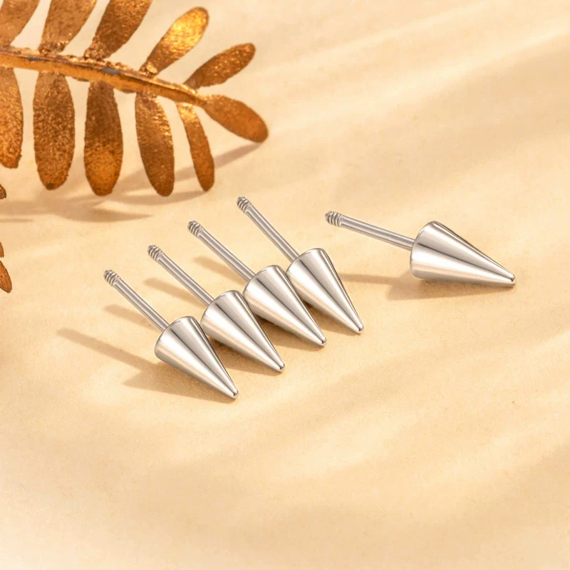 Wholesale Titanium Steel And Stainless Steel Ear Screw Rod With Pointed Cone Ear Plug And Spiral Ear Needle Accessories - Image 2