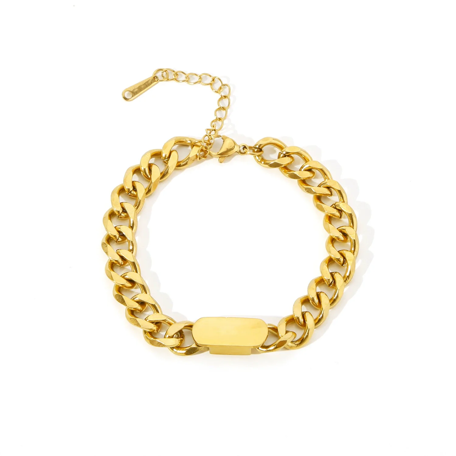 Wholesale Titanium Steel And Stainless Steel Geometric Style Electroplated Heavy Industry Thick Chain Bracelet For Women And Unisex - Image 5