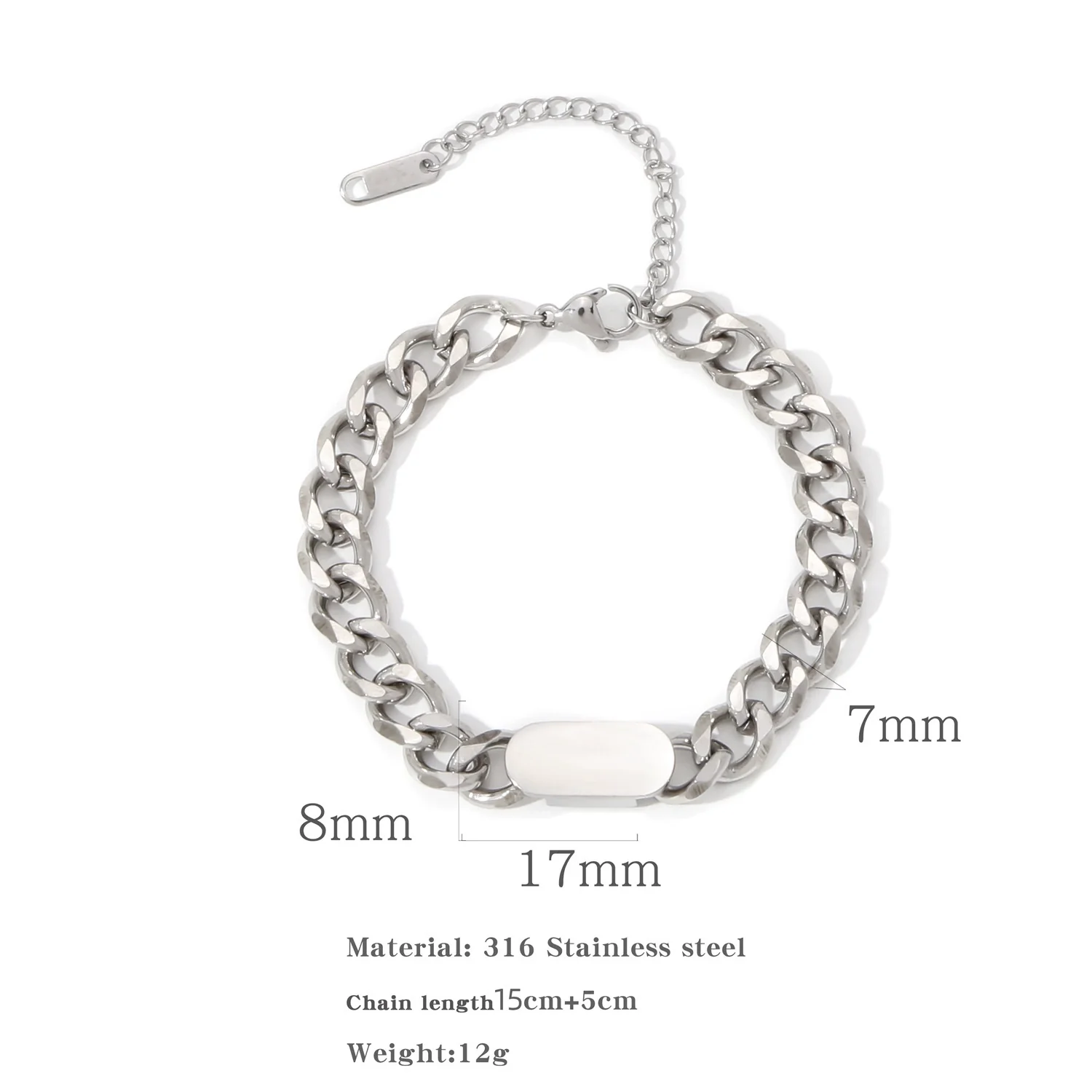 Wholesale Titanium Steel And Stainless Steel Geometric Style Electroplated Heavy Industry Thick Chain Bracelet For Women And Unisex - Image 7