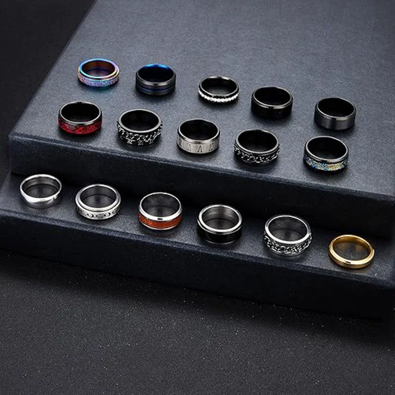 Wholesale Titanium Steel And Stainless Steel Geometric Style Unisex Electroplated Ring Jewelry - Image 2
