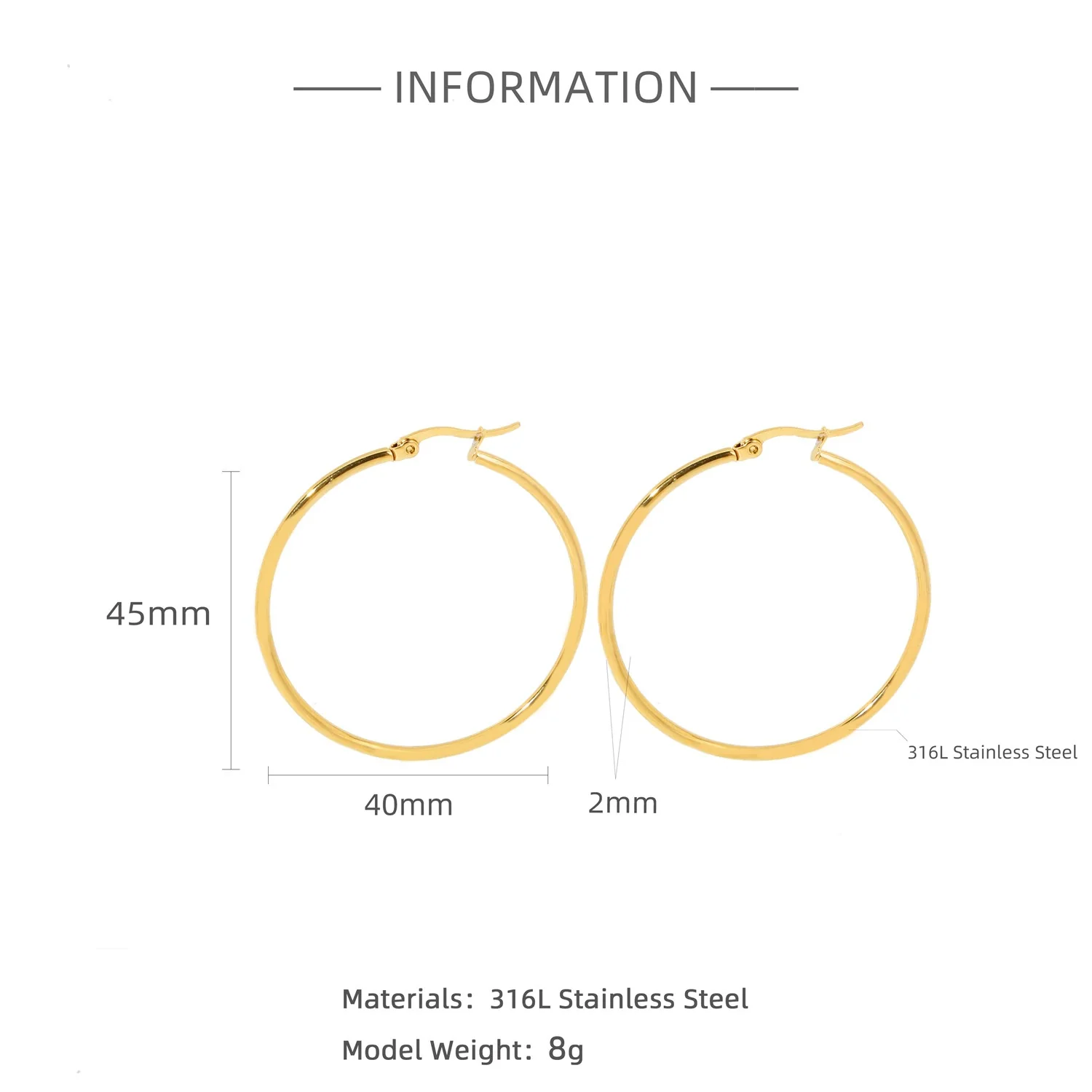 Wholesale Titanium Steel And Stainless Steel Hollow Crescent Earrings With 18K Gold Electroplating - Image 10