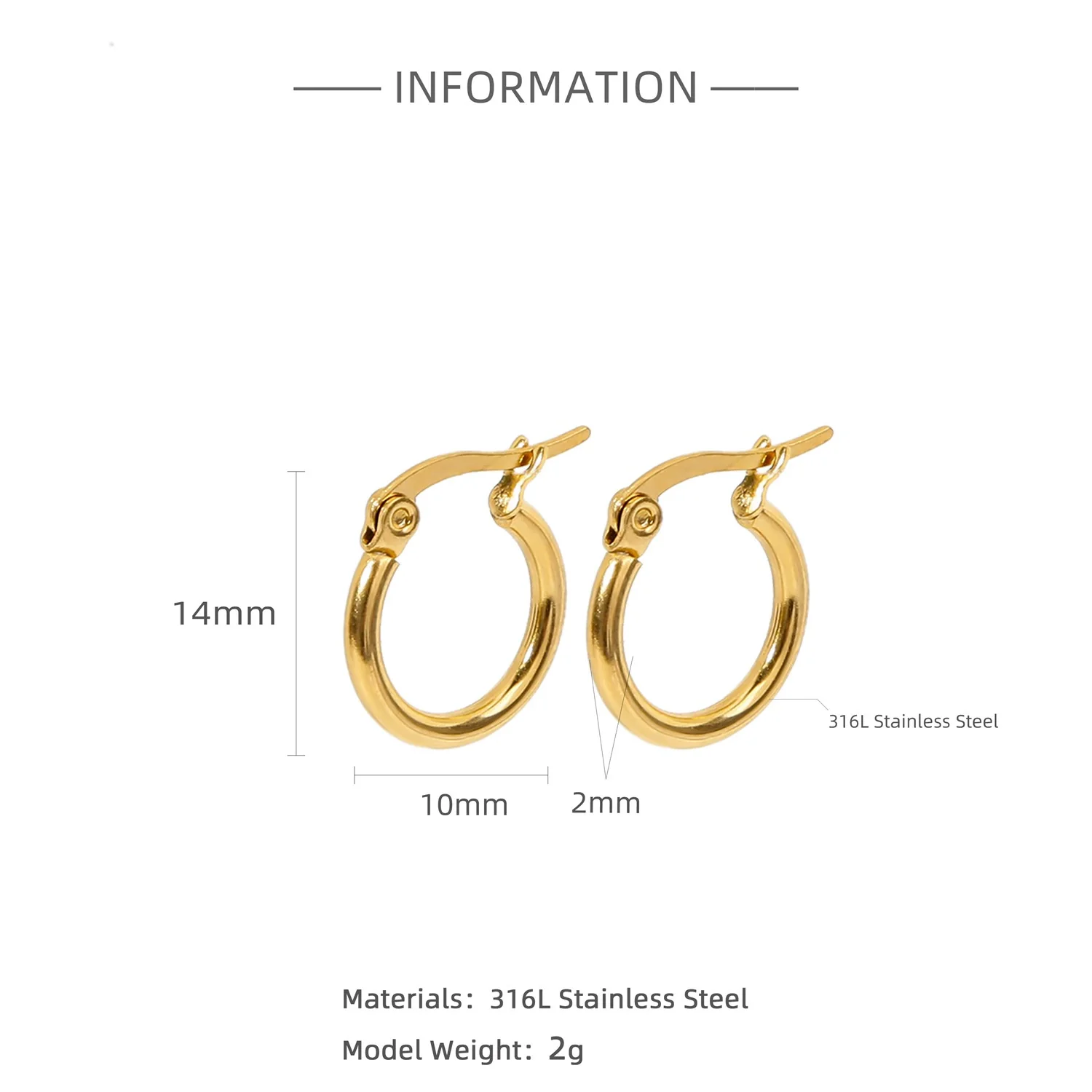 Wholesale Titanium Steel And Stainless Steel Hollow Crescent Earrings With 18K Gold Electroplating - Image 7
