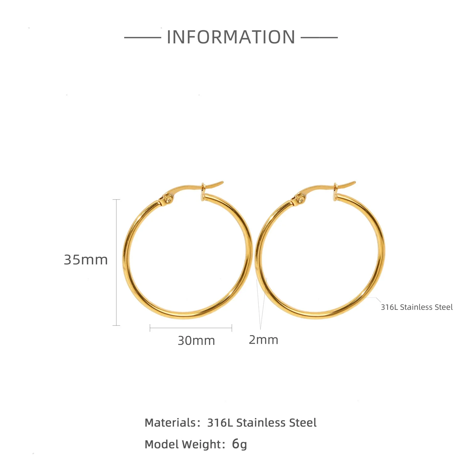 Wholesale Titanium Steel And Stainless Steel Hollow Crescent Earrings With 18K Gold Electroplating - Image 9