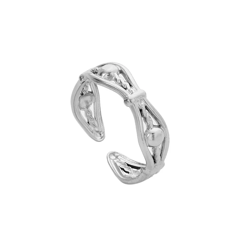 Wholesale Titanium Steel And Stainless Steel Opening Ring Geometric Style Electroplated For Women And Couples - Image 10