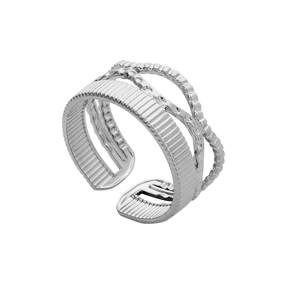 Wholesale Titanium Steel And Stainless Steel Opening Ring Geometric Style Electroplated For Women And Couples - Image 11