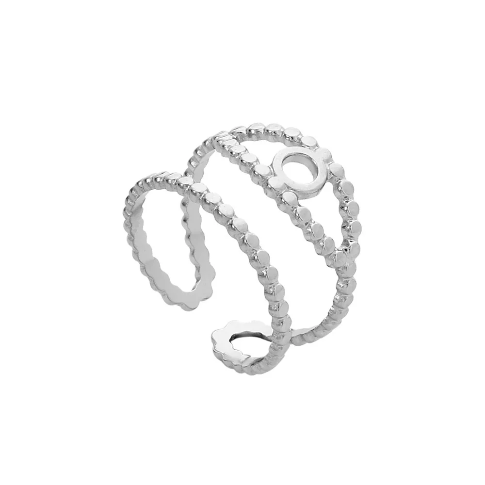 Wholesale Titanium Steel And Stainless Steel Opening Ring Geometric Style Electroplated For Women And Couples - Image 17