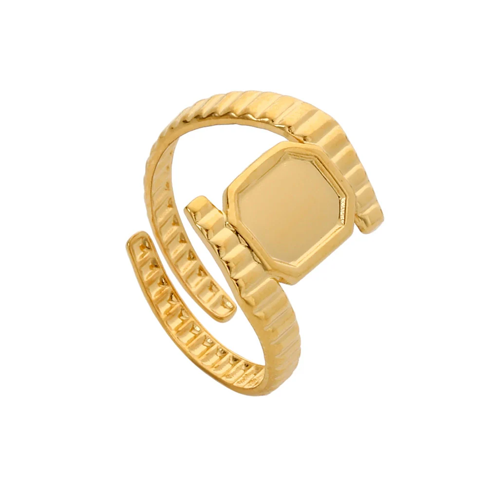 Wholesale Titanium Steel And Stainless Steel Opening Ring Geometric Style Electroplated For Women And Couples - Image 5