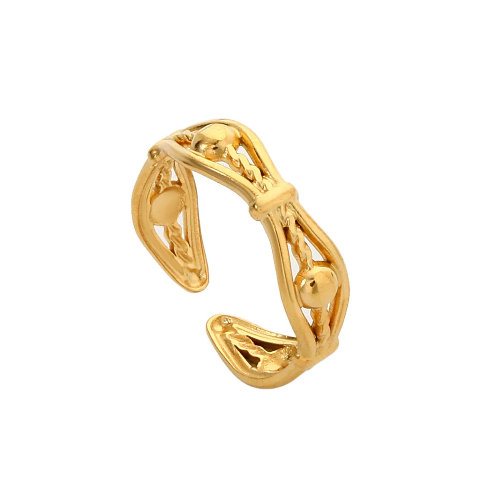 Wholesale Titanium Steel And Stainless Steel Opening Ring Geometric Style Electroplated For Women And Couples - Image 9