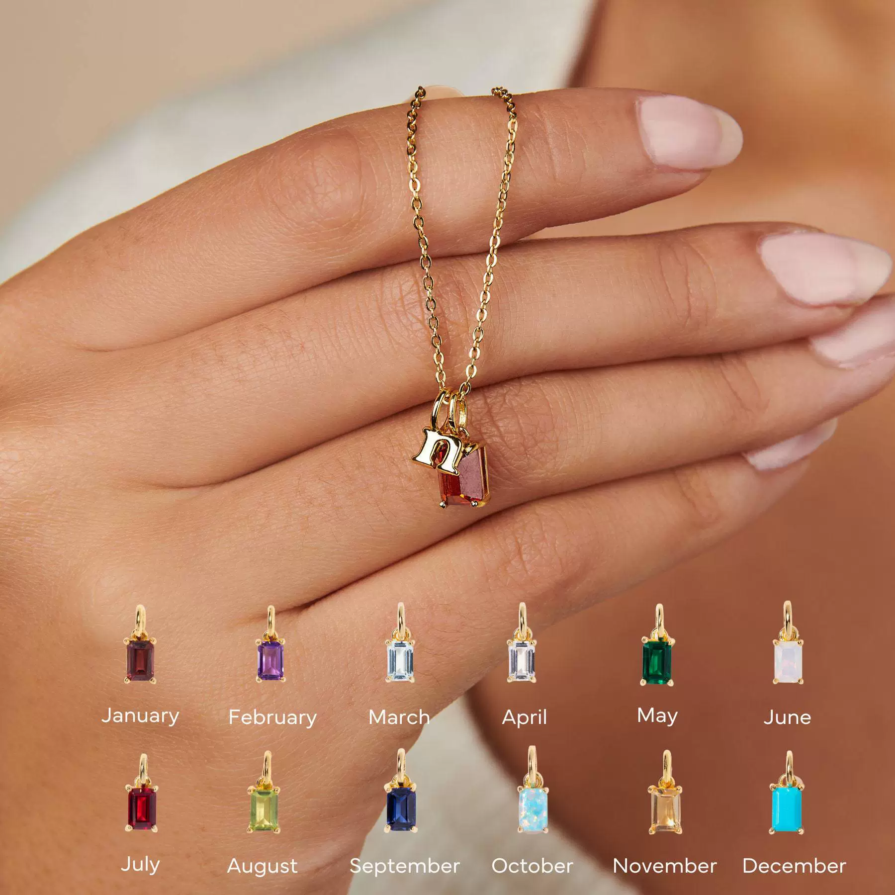 Wholesale Titanium Steel And Stainless Steel Retro Geometric Ochain Necklace With December Birthstone Pendant Plated In 18K Gold Color Unisex
