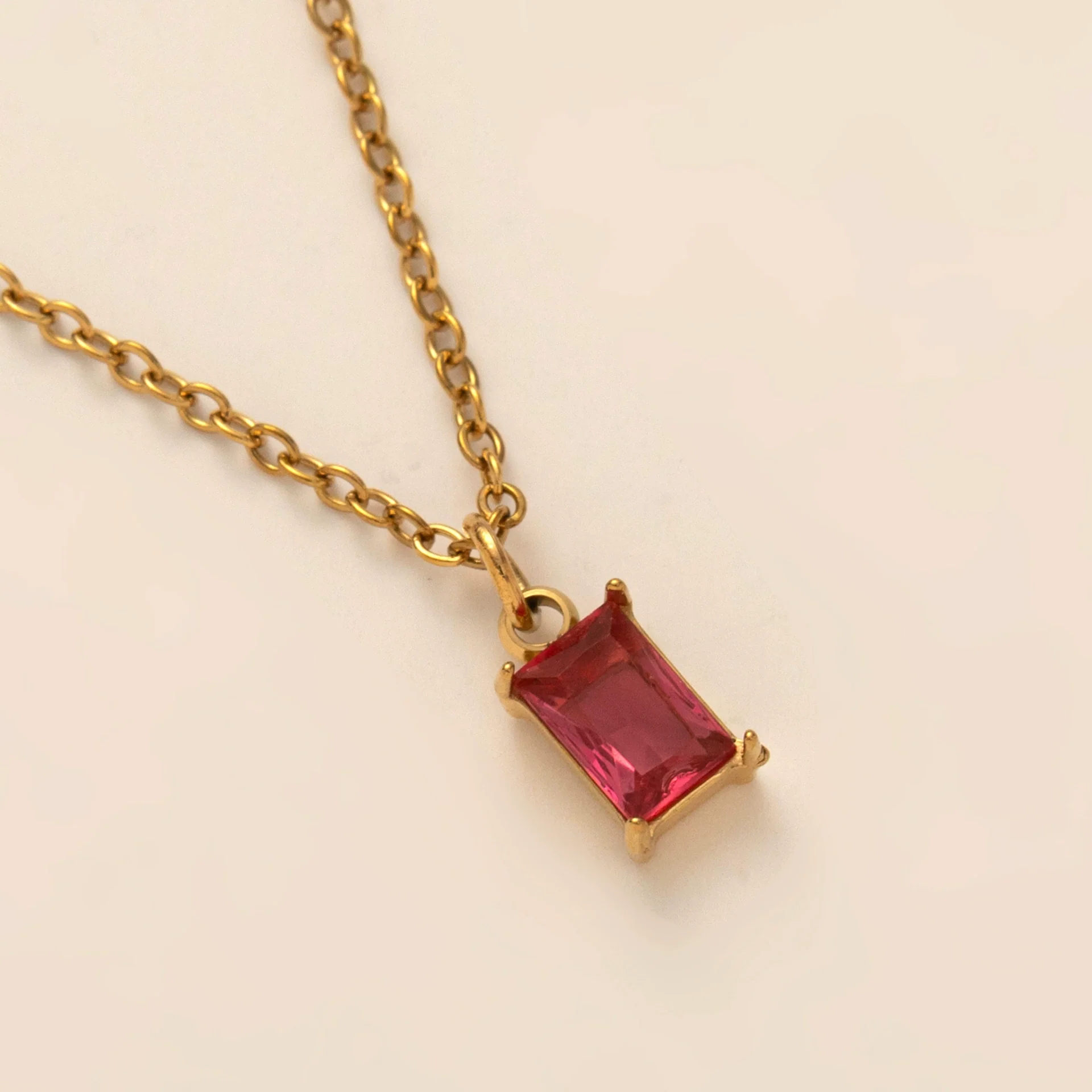 Wholesale Titanium Steel And Stainless Steel Retro Geometric Ochain Necklace With December Birthstone Pendant Plated In 18K Gold Color Unisex - Image 12