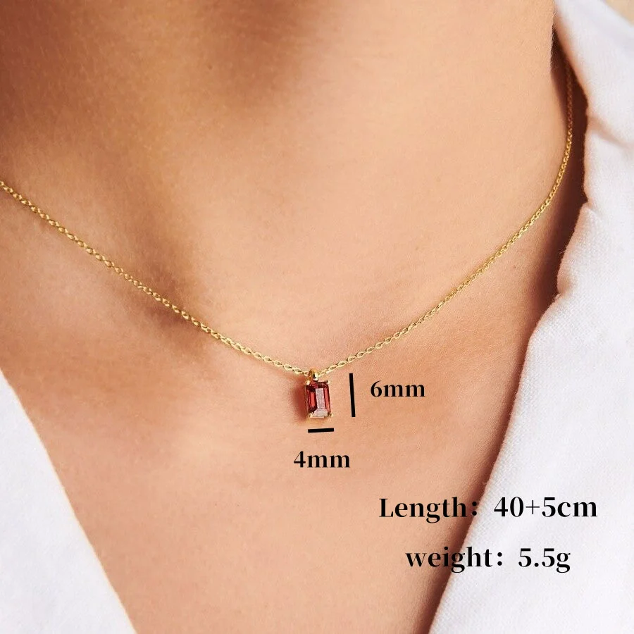 Wholesale Titanium Steel And Stainless Steel Retro Geometric Ochain Necklace With December Birthstone Pendant Plated In 18K Gold Color Unisex - Image 4