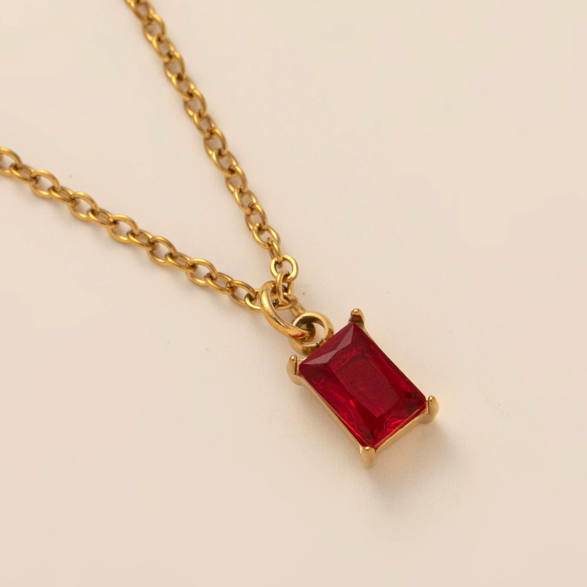 Wholesale Titanium Steel And Stainless Steel Retro Geometric Ochain Necklace With December Birthstone Pendant Plated In 18K Gold Color Unisex - Image 6