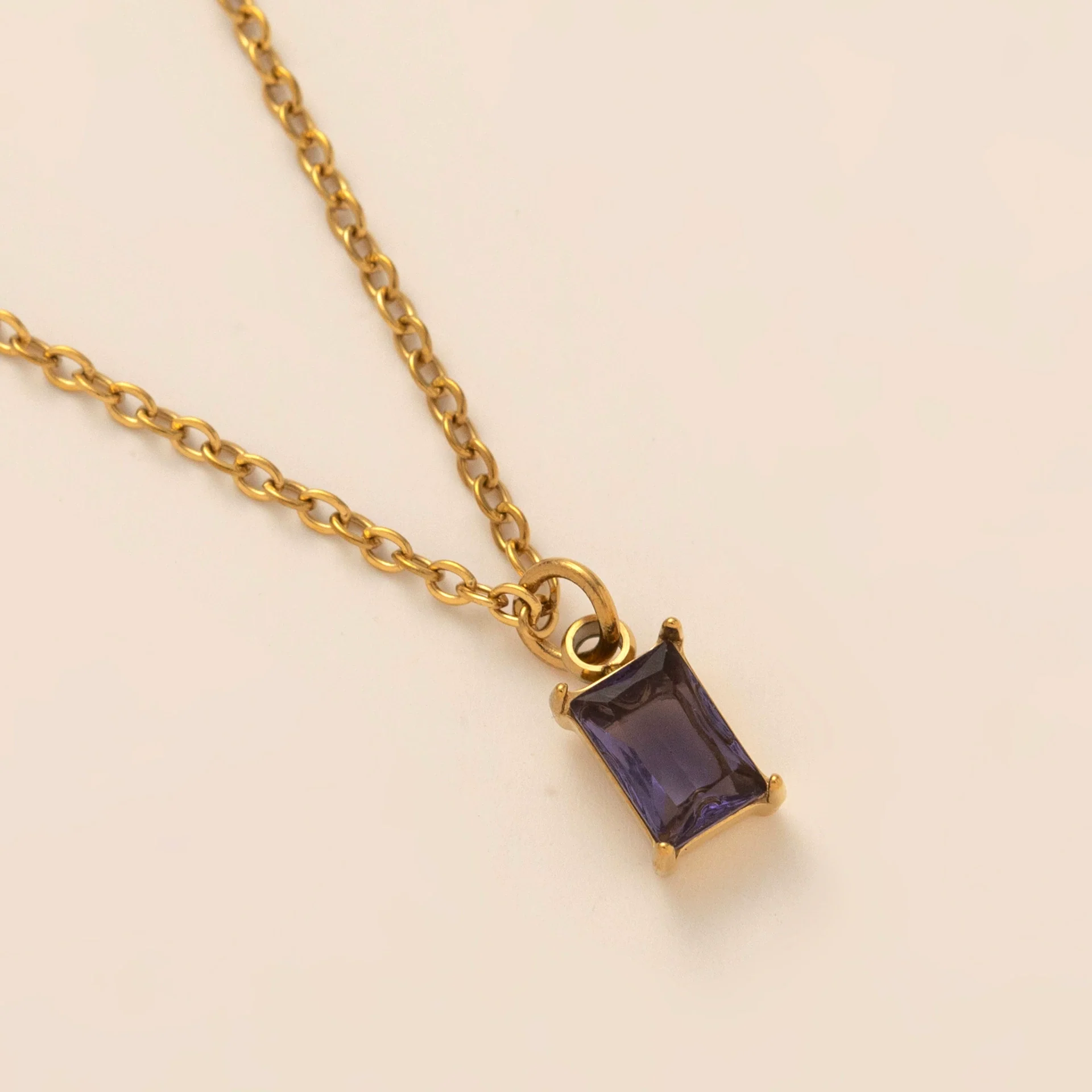 Wholesale Titanium Steel And Stainless Steel Retro Geometric Ochain Necklace With December Birthstone Pendant Plated In 18K Gold Color Unisex - Image 7
