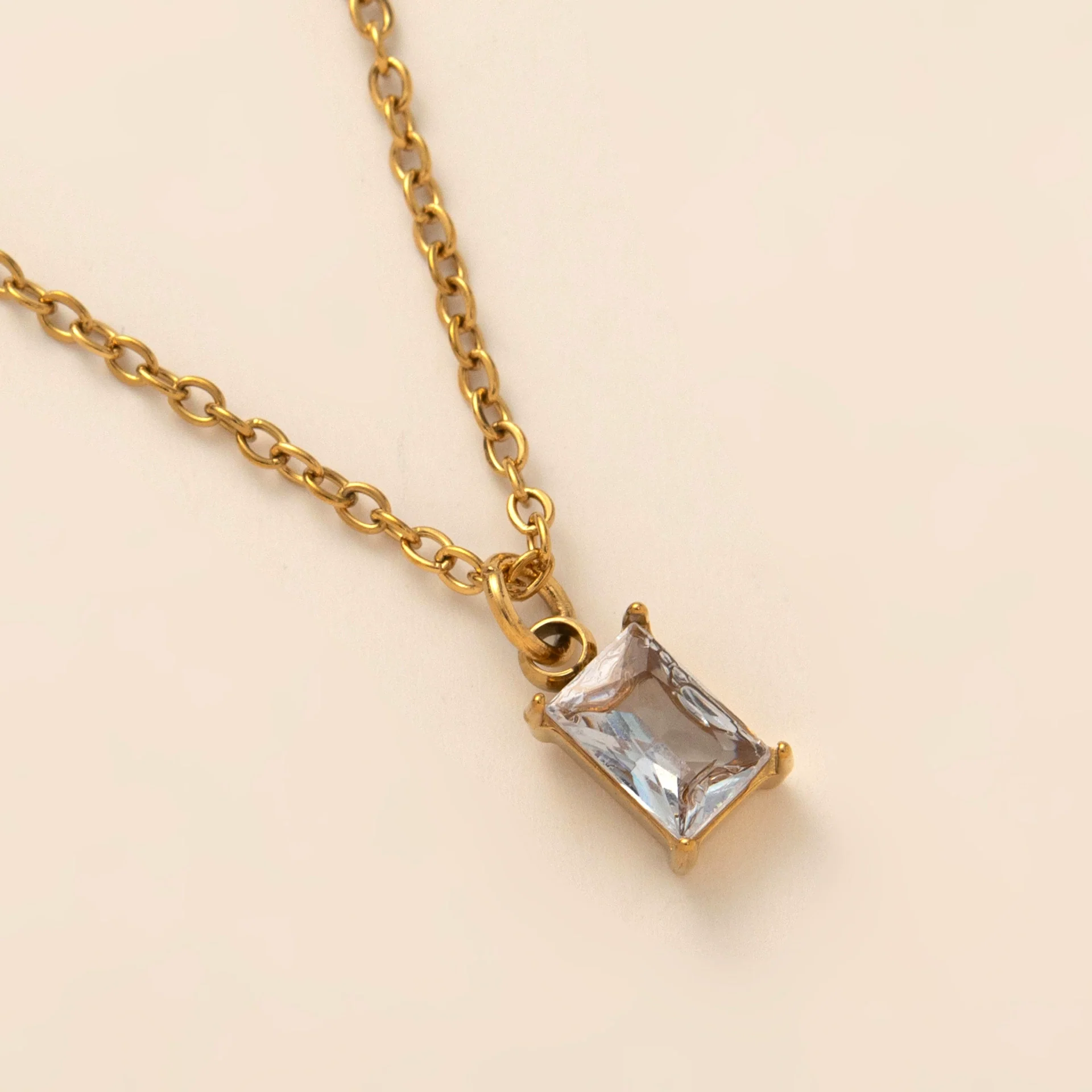 Wholesale Titanium Steel And Stainless Steel Retro Geometric Ochain Necklace With December Birthstone Pendant Plated In 18K Gold Color Unisex - Image 9