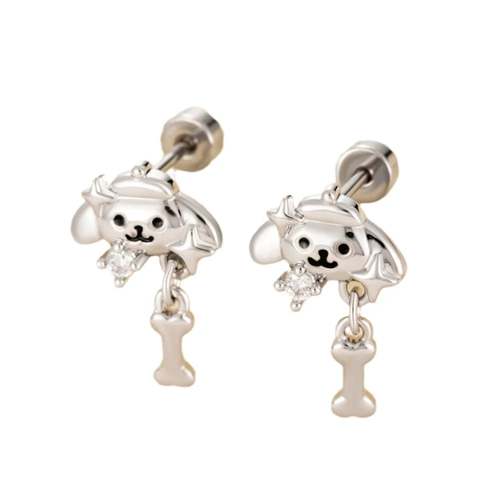 Wholesale Titanium Steel Animals Puppy Bone Style Women's Ear Nails With Electroplating - Image 4
