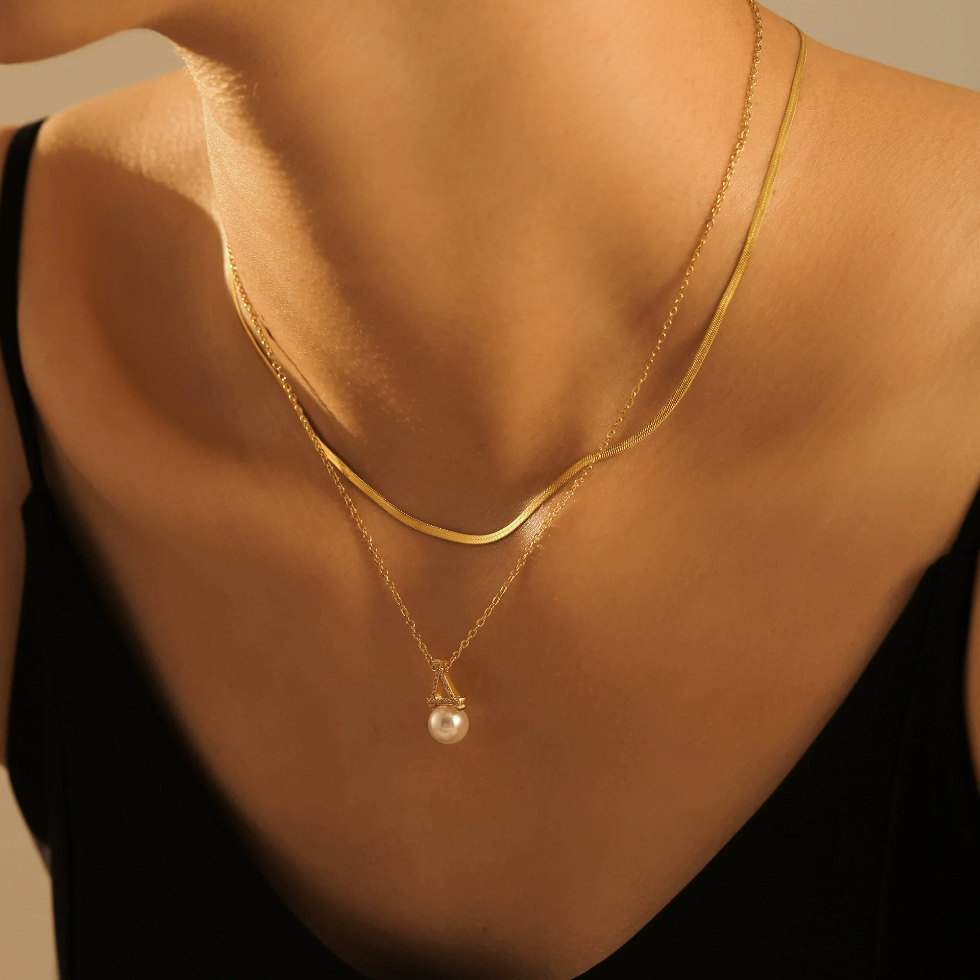Wholesale Titanium Steel Bead Pendant Necklace With Geometric Pattern And Electroplating For Women - Image 3