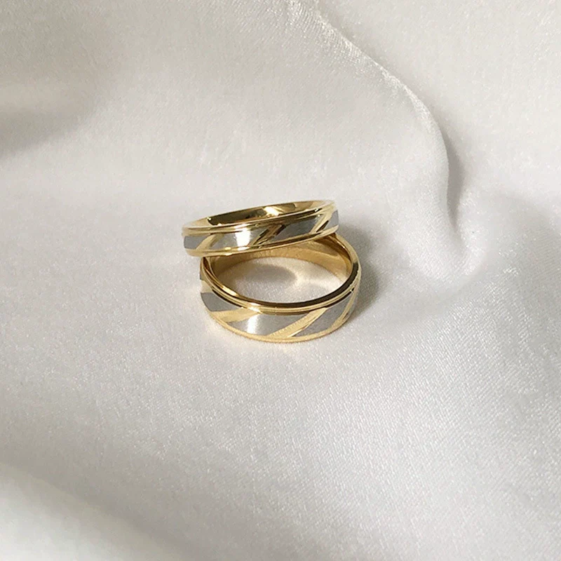 Wholesale Titanium Steel Couple Ring Simple Style Geometric Pattern Electroplated - Image 4
