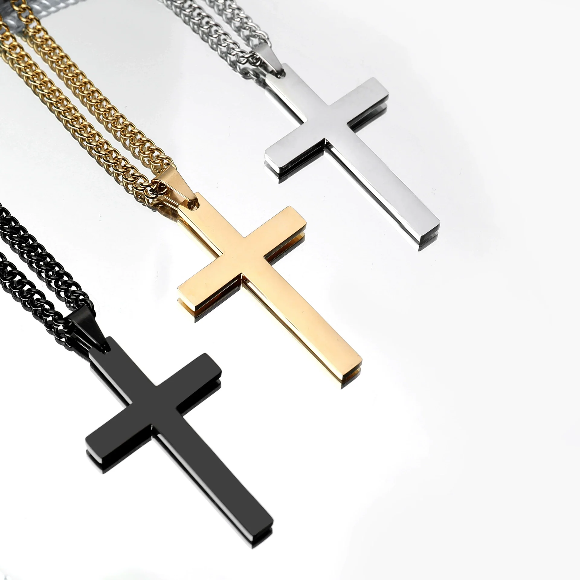 Wholesale Titanium Steel Cross Pendant Necklace For Men And Women With Electroplating - Image 3