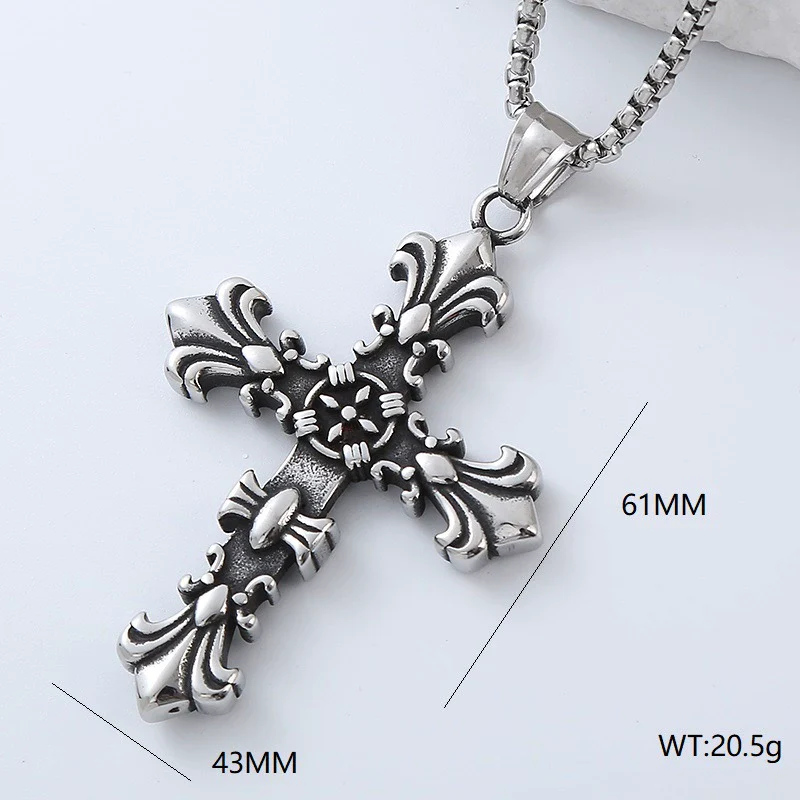 Wholesale Titanium Steel Cross Pendant Necklace Geometric Punk Hiphop Style With Polishing - Image 14