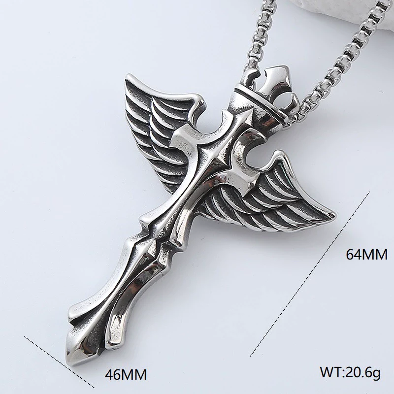 Wholesale Titanium Steel Cross Pendant Necklace Geometric Punk Hiphop Style With Polishing - Image 16