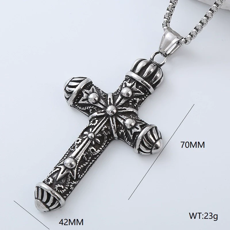 Wholesale Titanium Steel Cross Pendant Necklace Geometric Punk Hiphop Style With Polishing - Image 17
