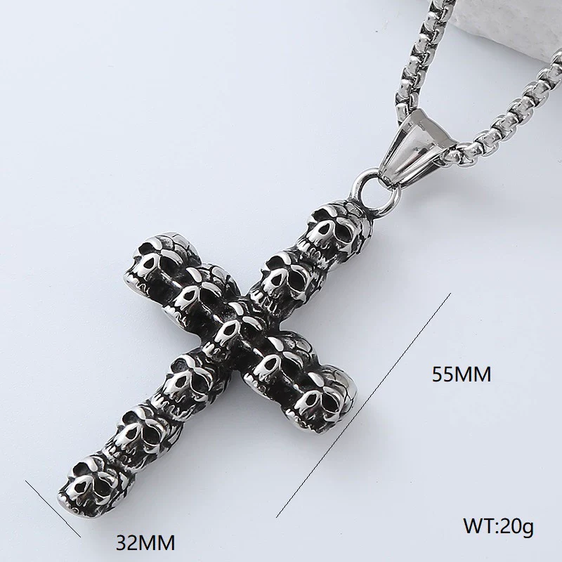 Wholesale Titanium Steel Cross Pendant Necklace Geometric Punk Hiphop Style With Polishing - Image 19