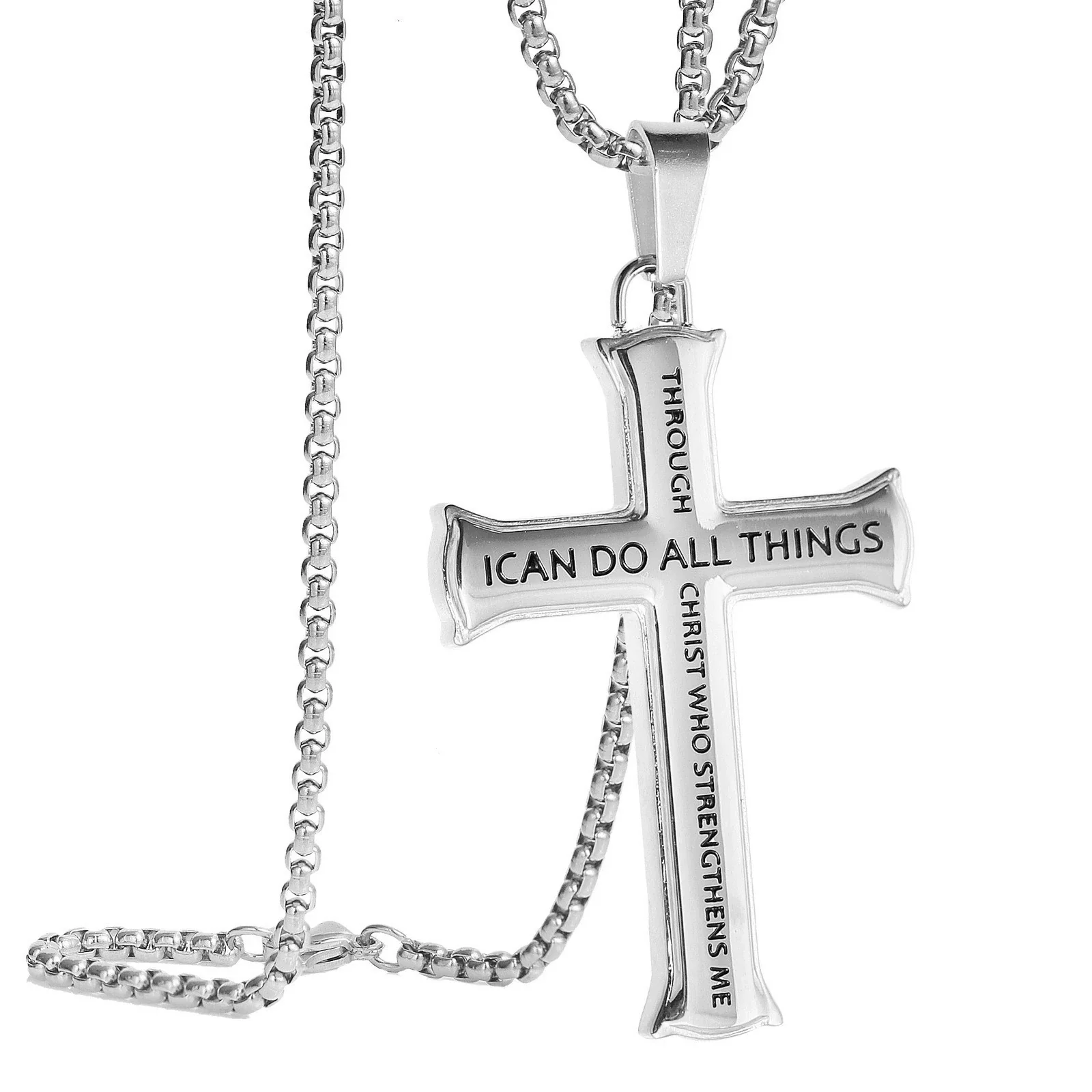 Wholesale Titanium Steel Cross Pendant Necklace With Geometric Pattern And Electroplating For Men Hiphop Style - Image 5