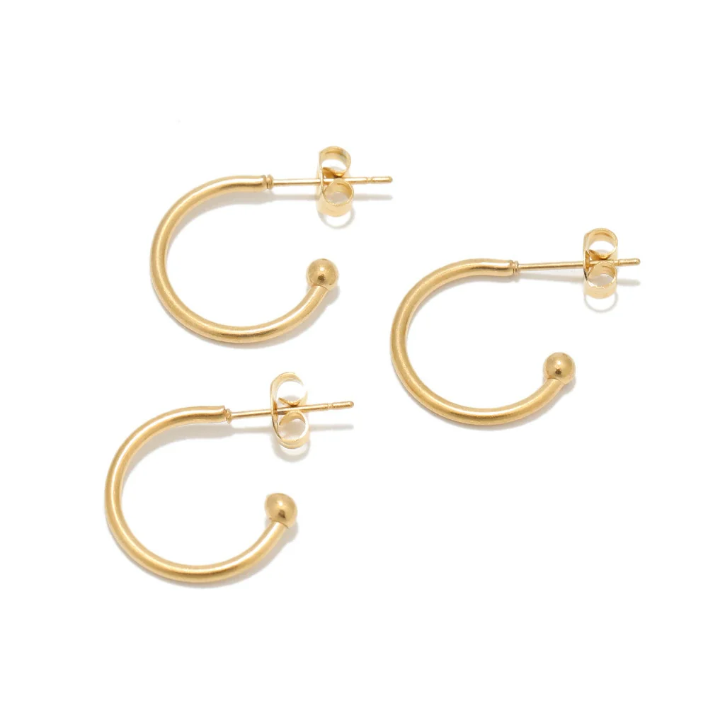 Wholesale Titanium Steel Cshaped Earrings With Styling Of Letters Numbers Text And Electroplating Design For Men - Image 3