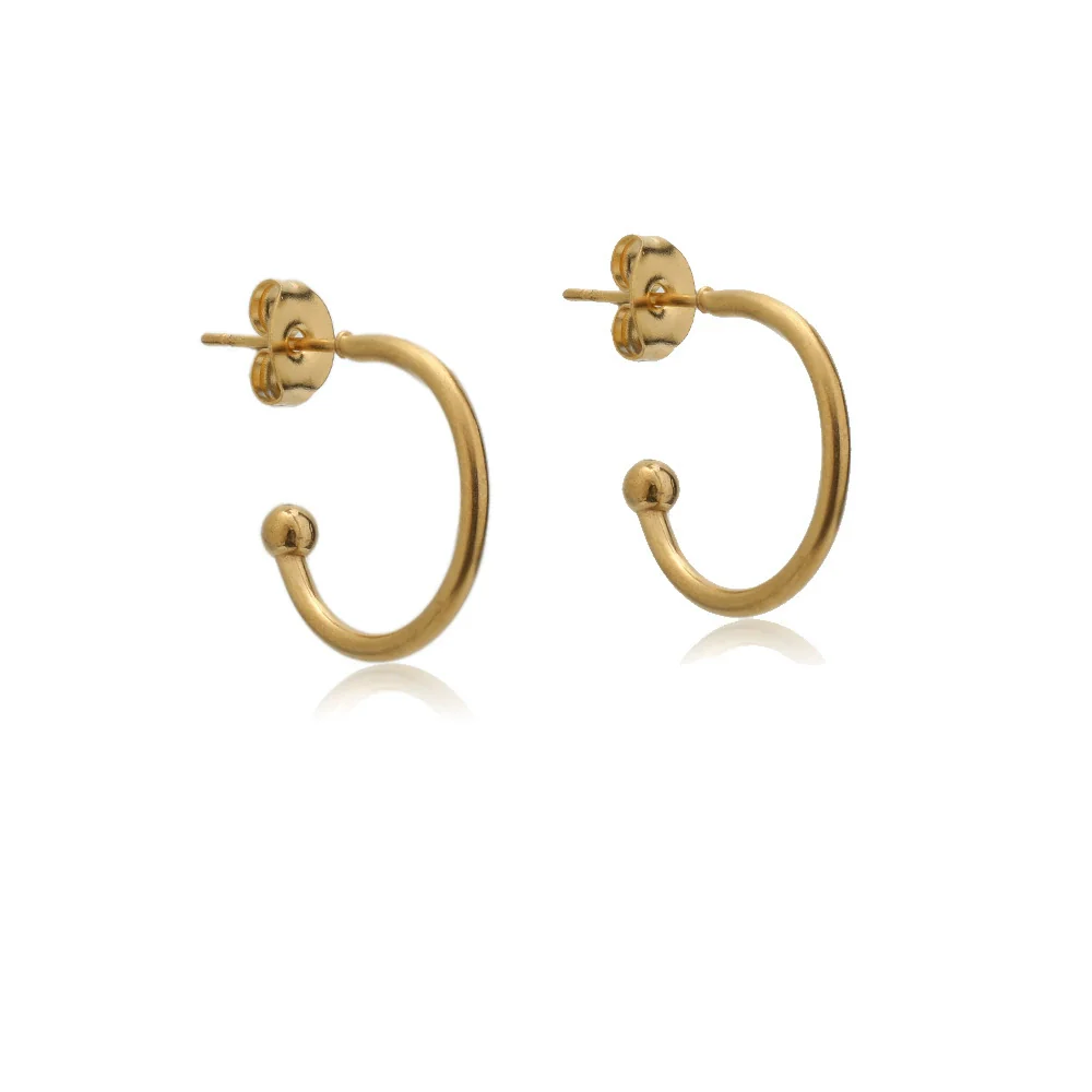 Wholesale Titanium Steel Cshaped Earrings With Styling Of Letters Numbers Text And Electroplating Design For Men - Image 6