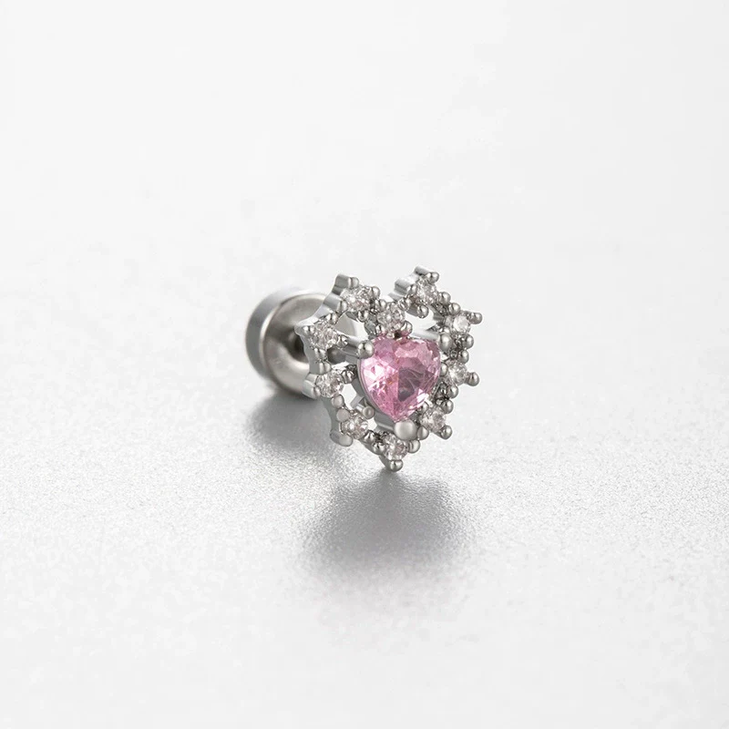 Wholesale Titanium Steel Ear Nails With Pink Cherry Bow For Women High Sense Style With Zircon Design - Image 7