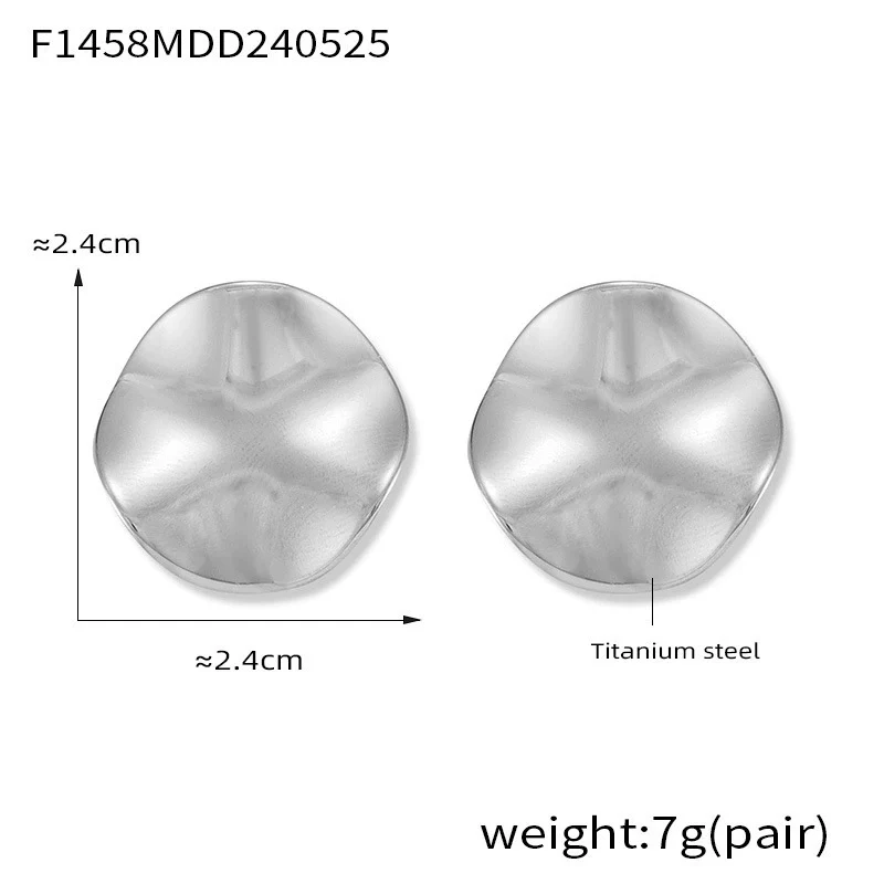 Wholesale Titanium Steel Electroplated 18K Gold Geometric Simple Design Round Concaveconvex Women's Earrings - Image 6