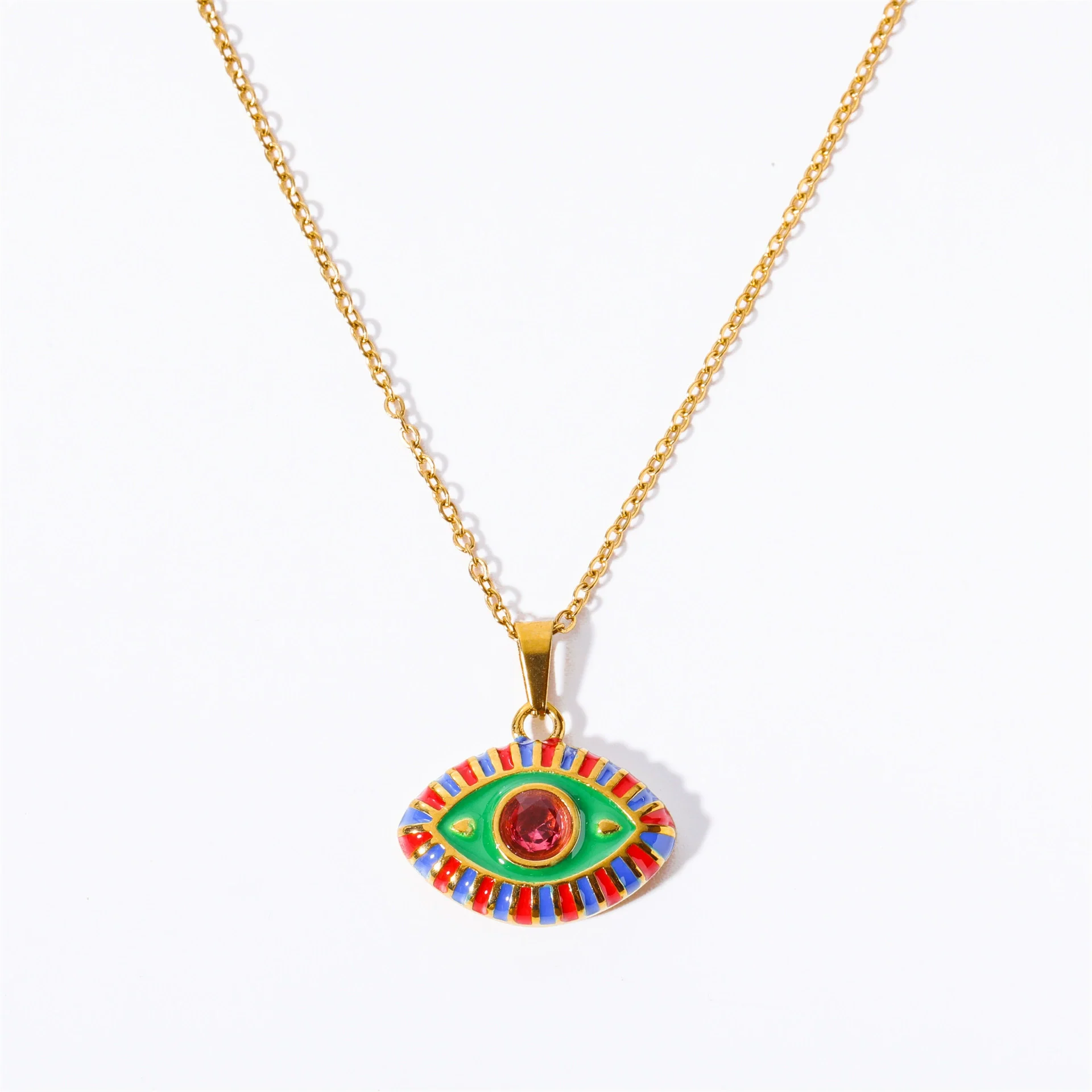 Wholesale Titanium Steel Electroplated Devil's Eye Pendant Necklace For Women - Image 10