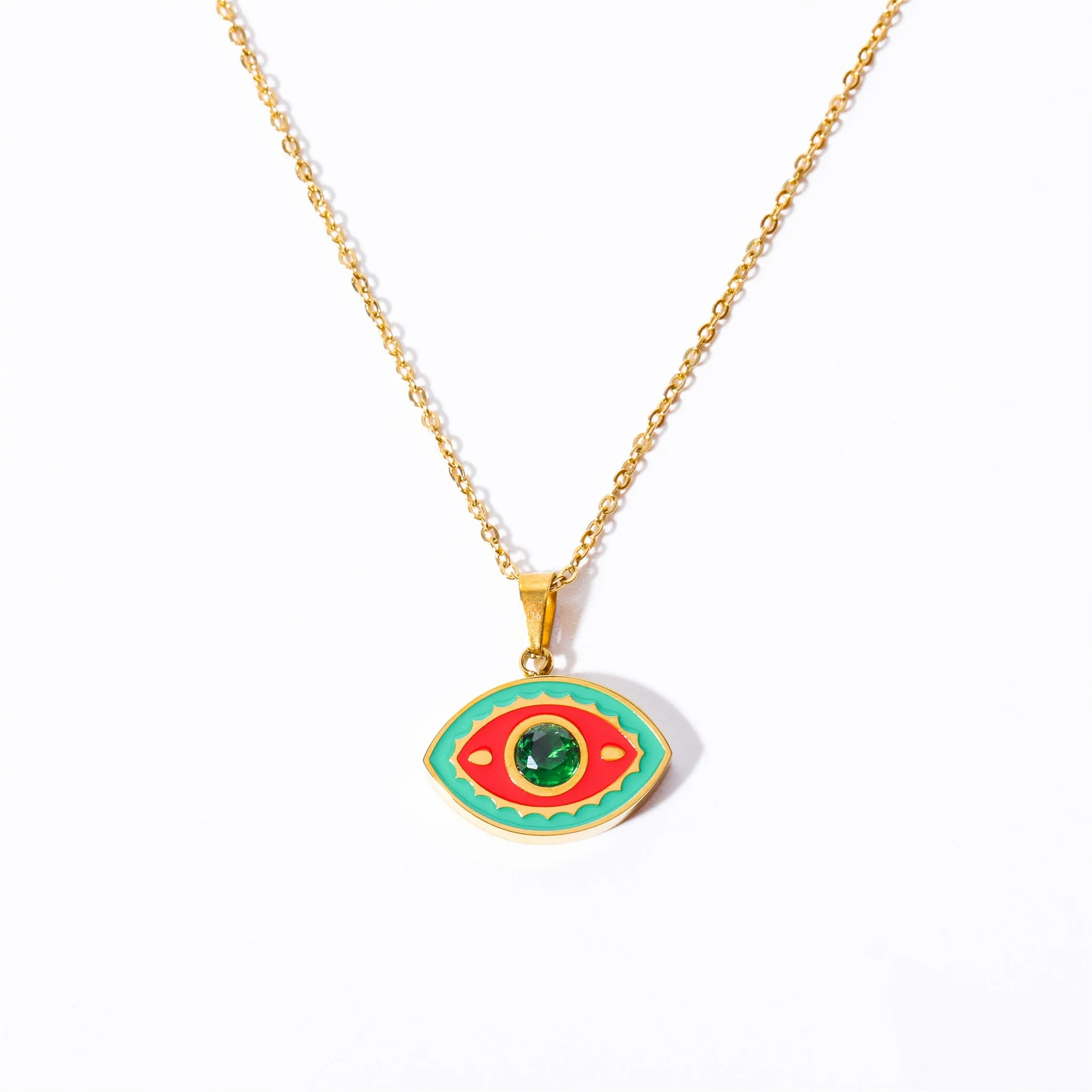 Wholesale Titanium Steel Electroplated Devil's Eye Pendant Necklace For Women - Image 11