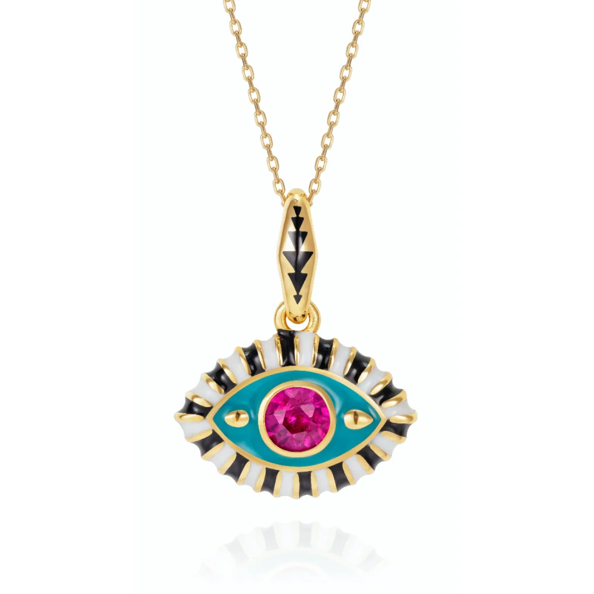 Wholesale Titanium Steel Electroplated Devil's Eye Pendant Necklace For Women - Image 4