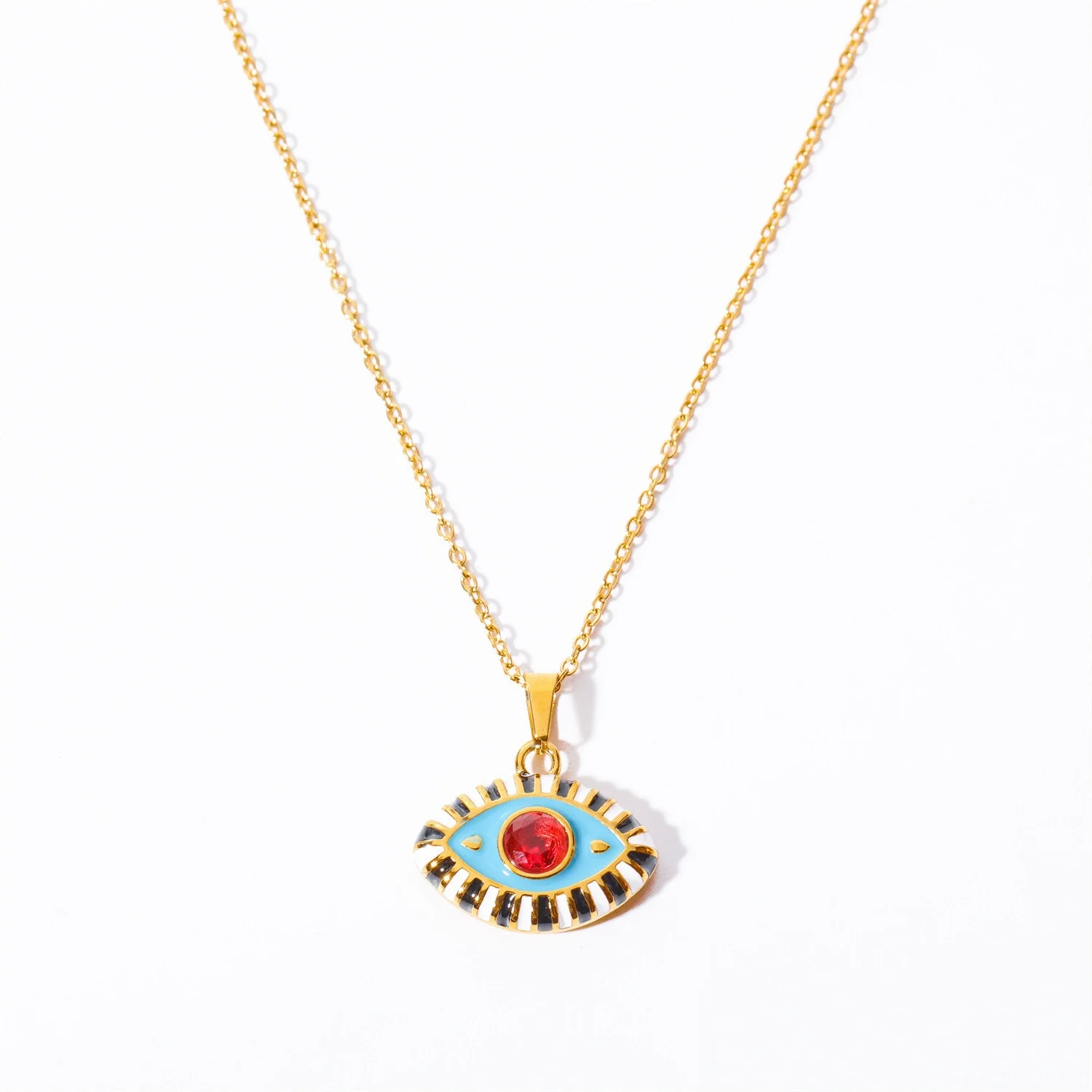 Wholesale Titanium Steel Electroplated Devil's Eye Pendant Necklace For Women - Image 6